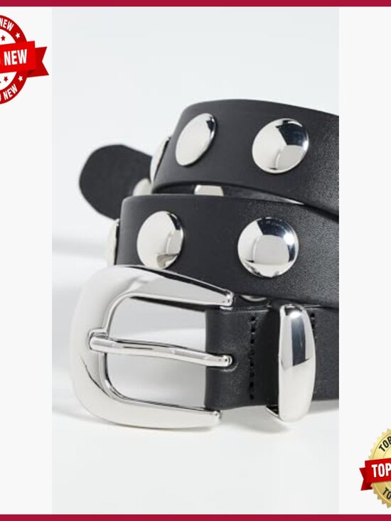Large Leather Belt with Silver Buckle, Western Style, 1.25in Width